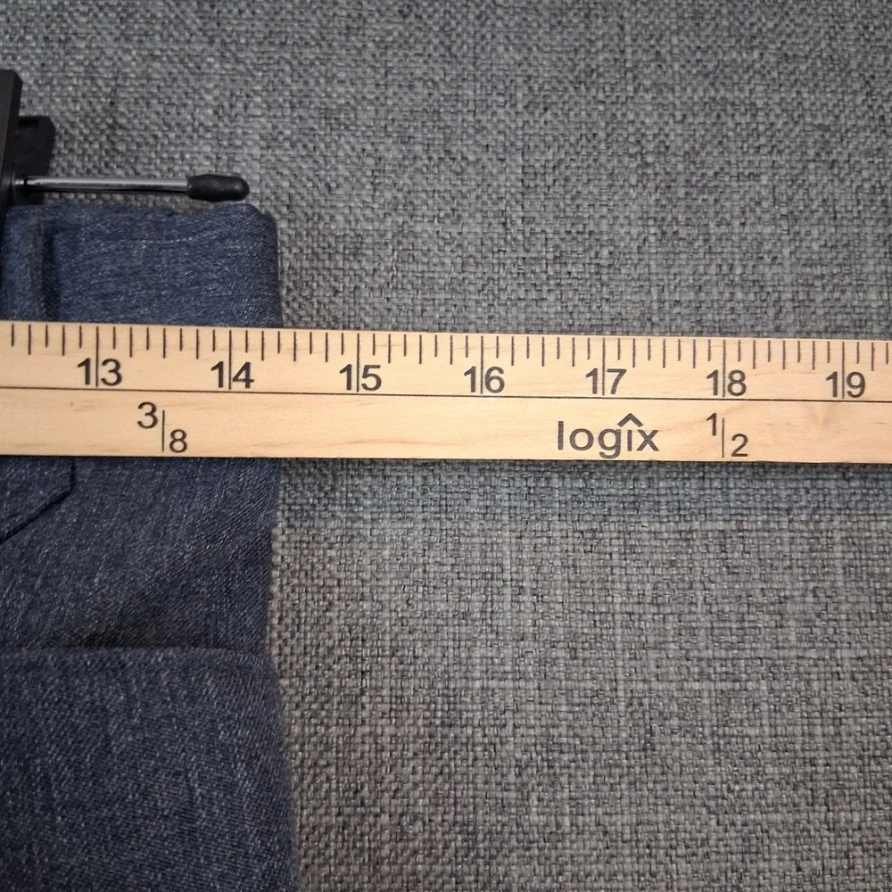 Vintage Western Blue Grey Textured Straight Leg Trousers Flap Pockets 34x24